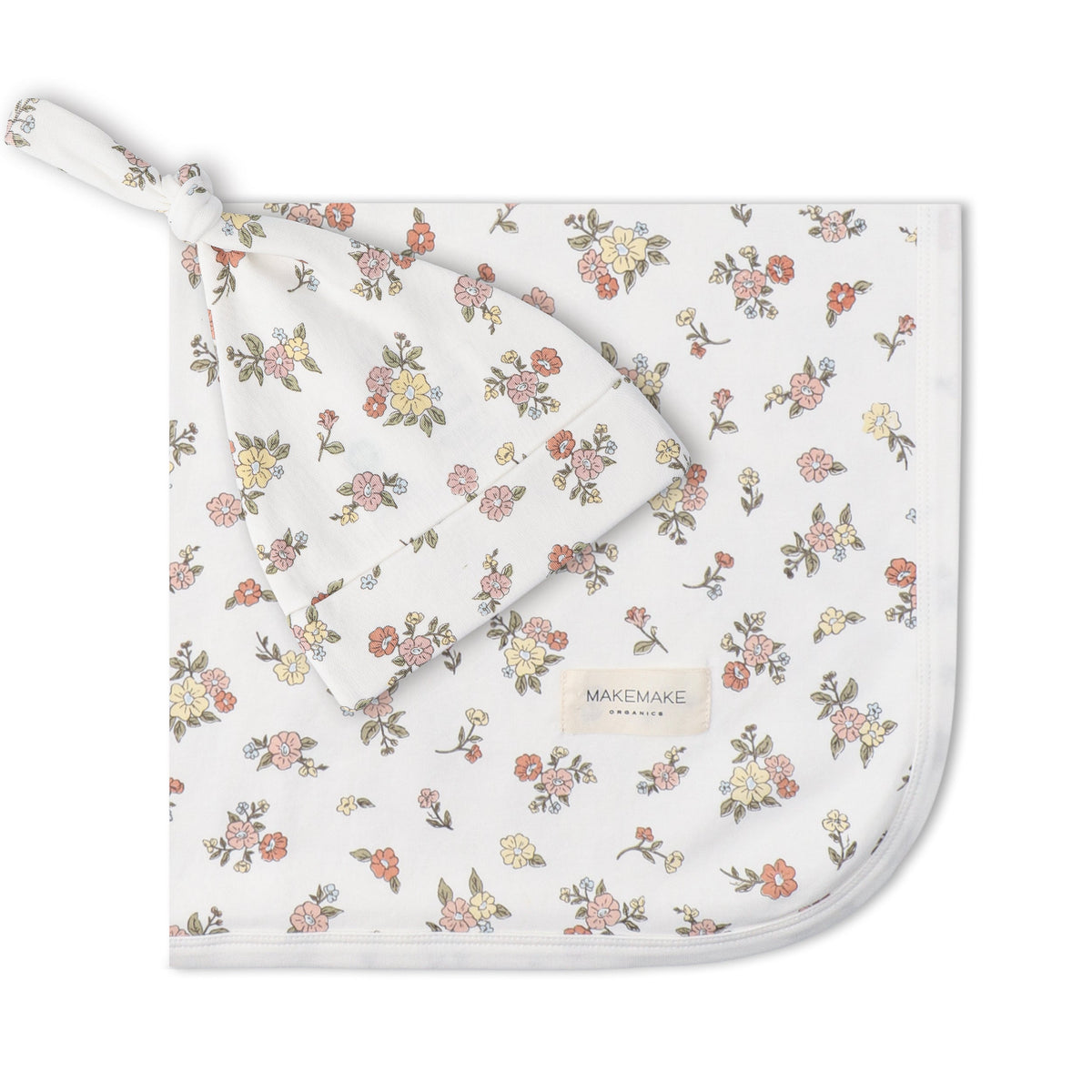 Makemake Organics Organic Swaddle Blanket & Hat Set - Meadow