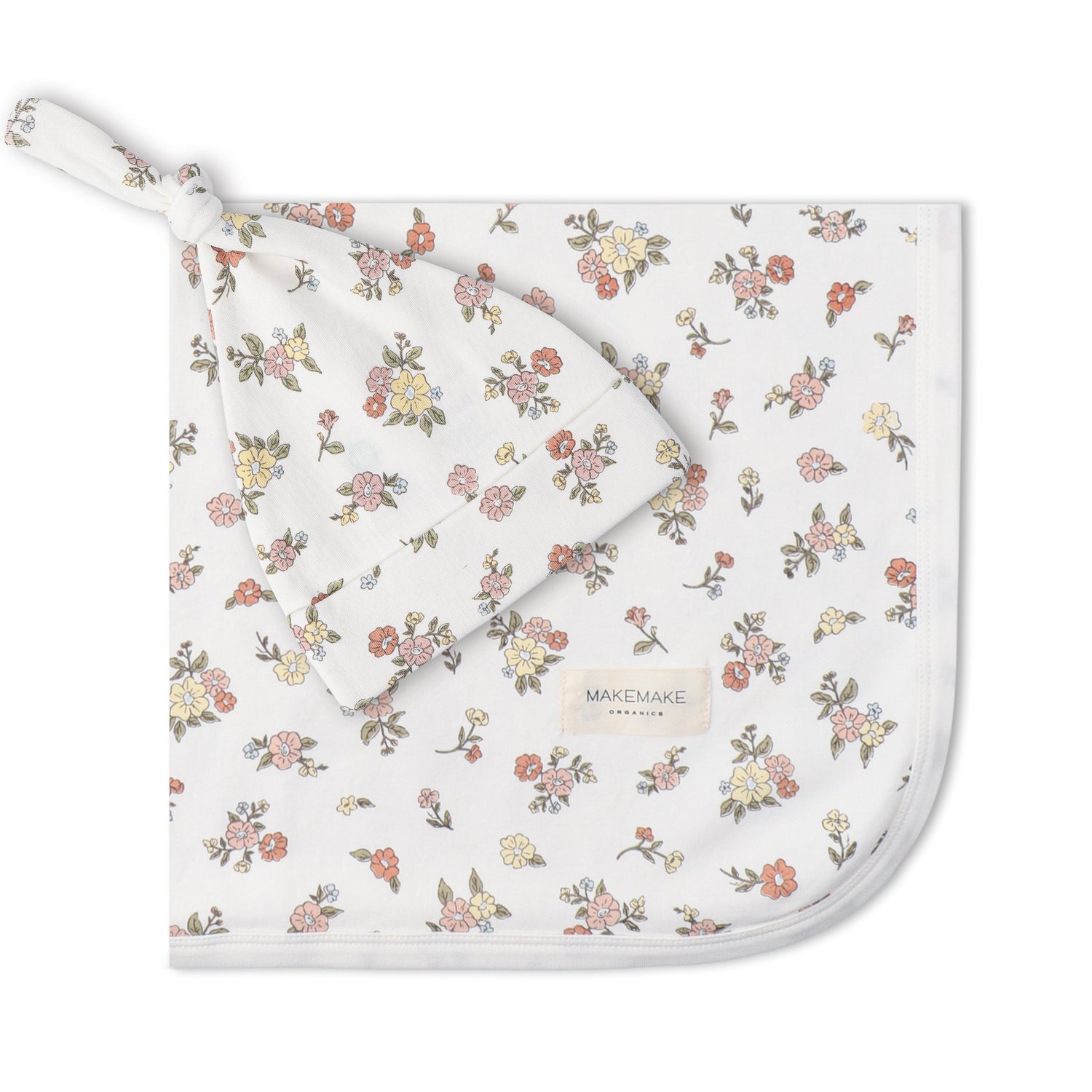 Makemake Organics Organic Swaddle Blanket & Hat Set - Meadow