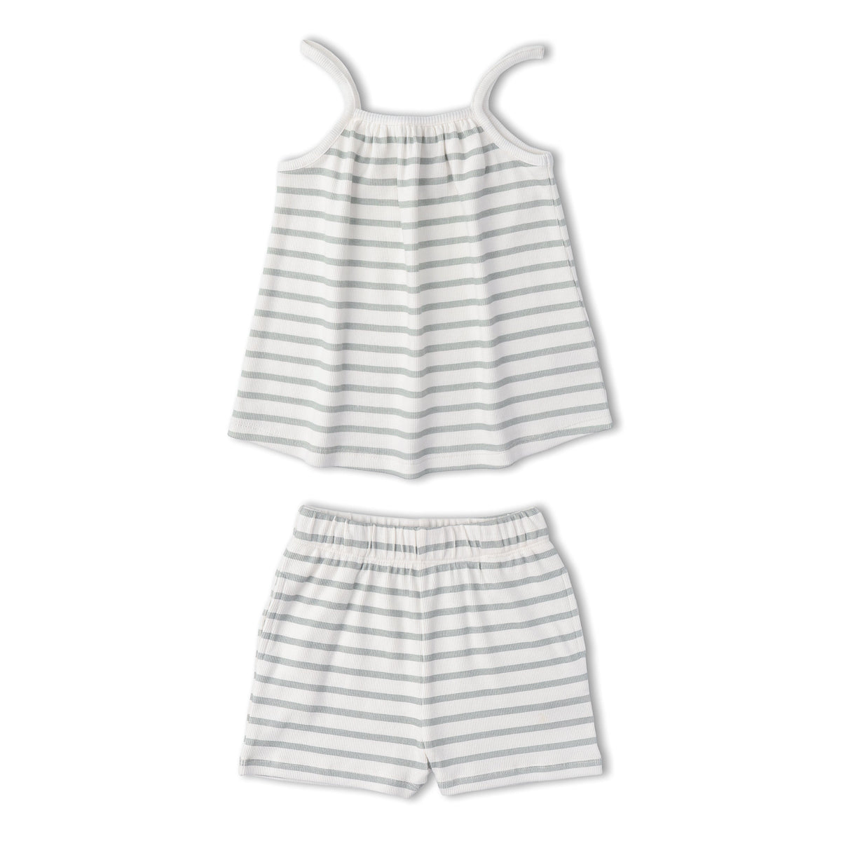 Makemake Organics Organic Tank Top & Shorts Set - Fog Stripes