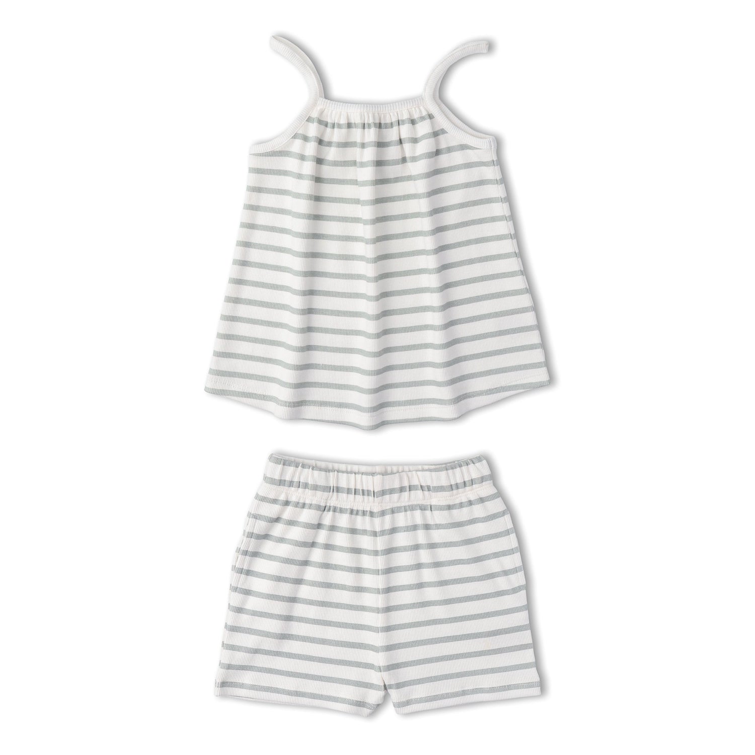 Makemake Organics Organic Tank Top & Shorts Set - Fog Stripes