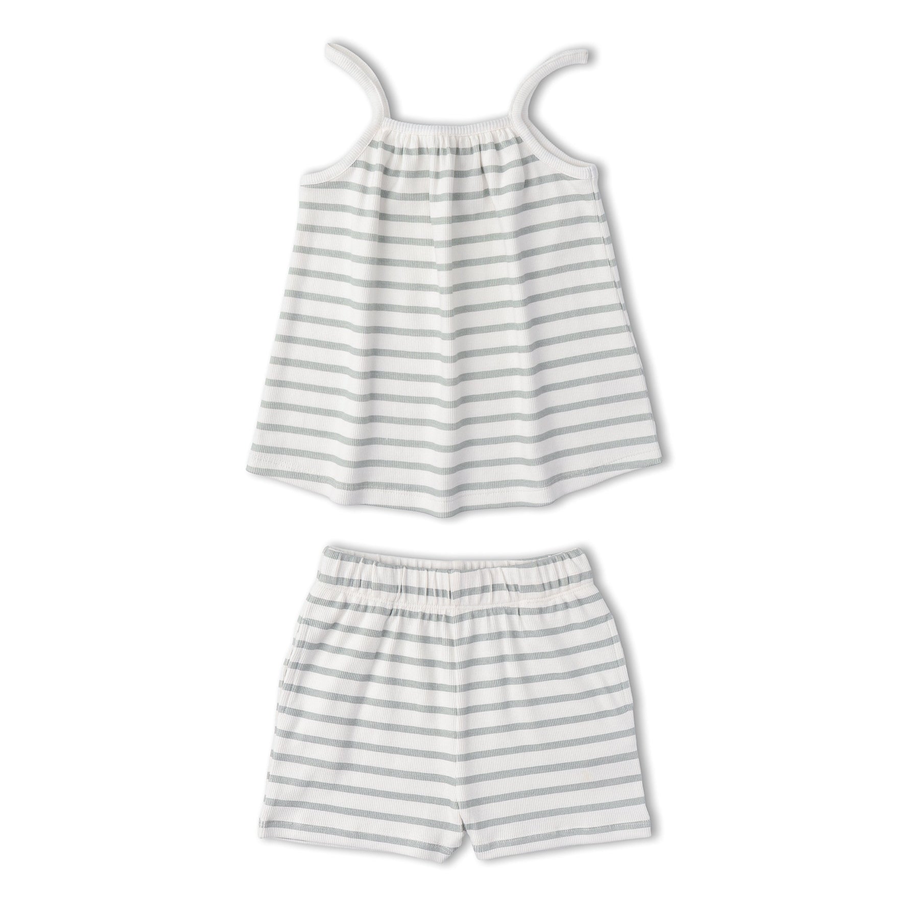 Makemake Organics Organic Tank Top & Shorts Set - Fog Stripes