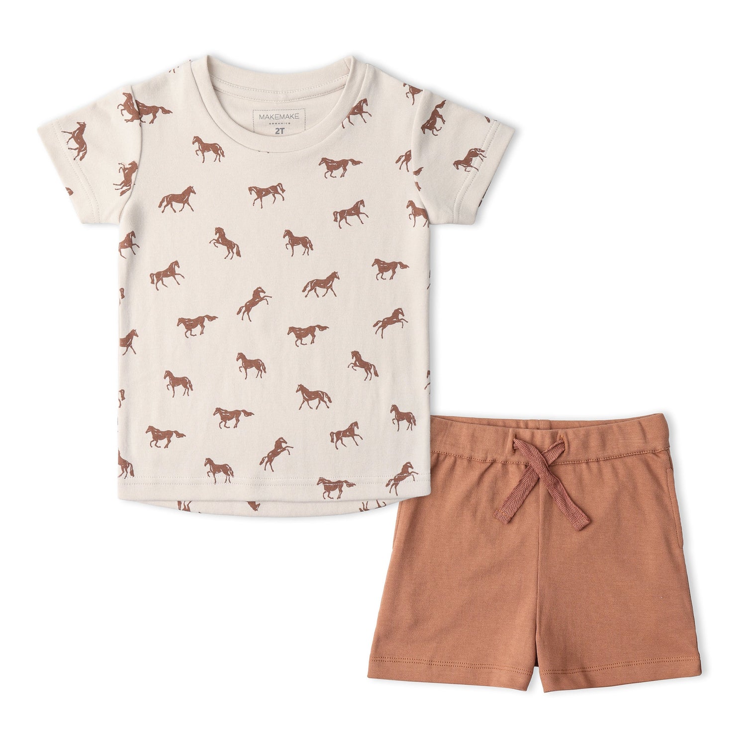 Makemake Organics Organic Tee & Shorts Set - Horses