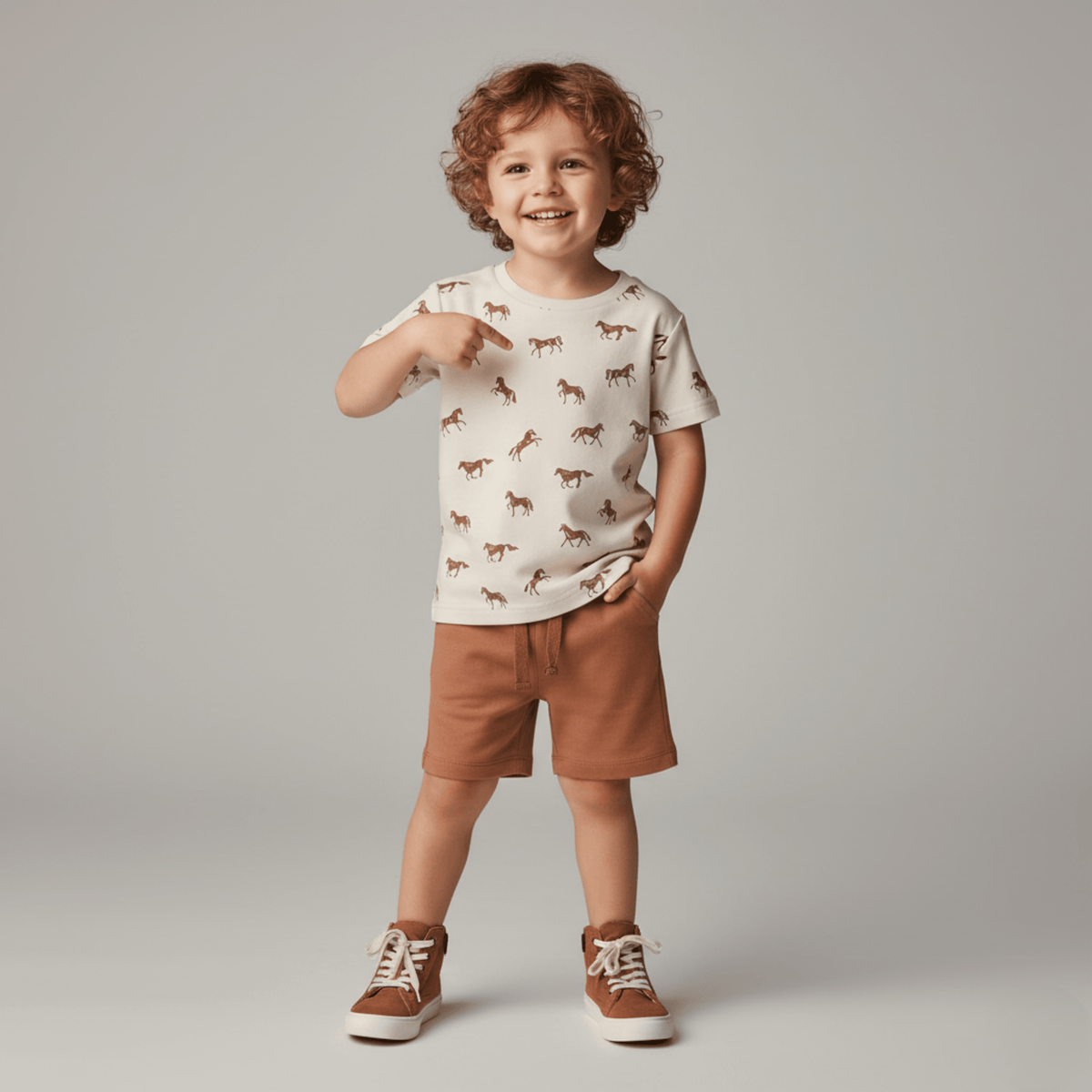 Makemake Organics Organic Tee & Shorts Set - Horses