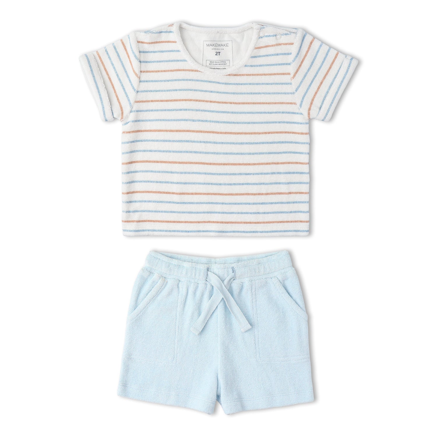 Makemake Organics Organic Terry Tee & Shorts Set - Cabana Stripes