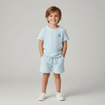 Organic Terry Tee & Shorts Set - Light Blue - Sleeve, White, Shorts, Neck, Baby & Toddler Clothing | Everetts Place