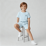 Makemake Organics Organic Terry Tee & Shorts Set - Light Blue