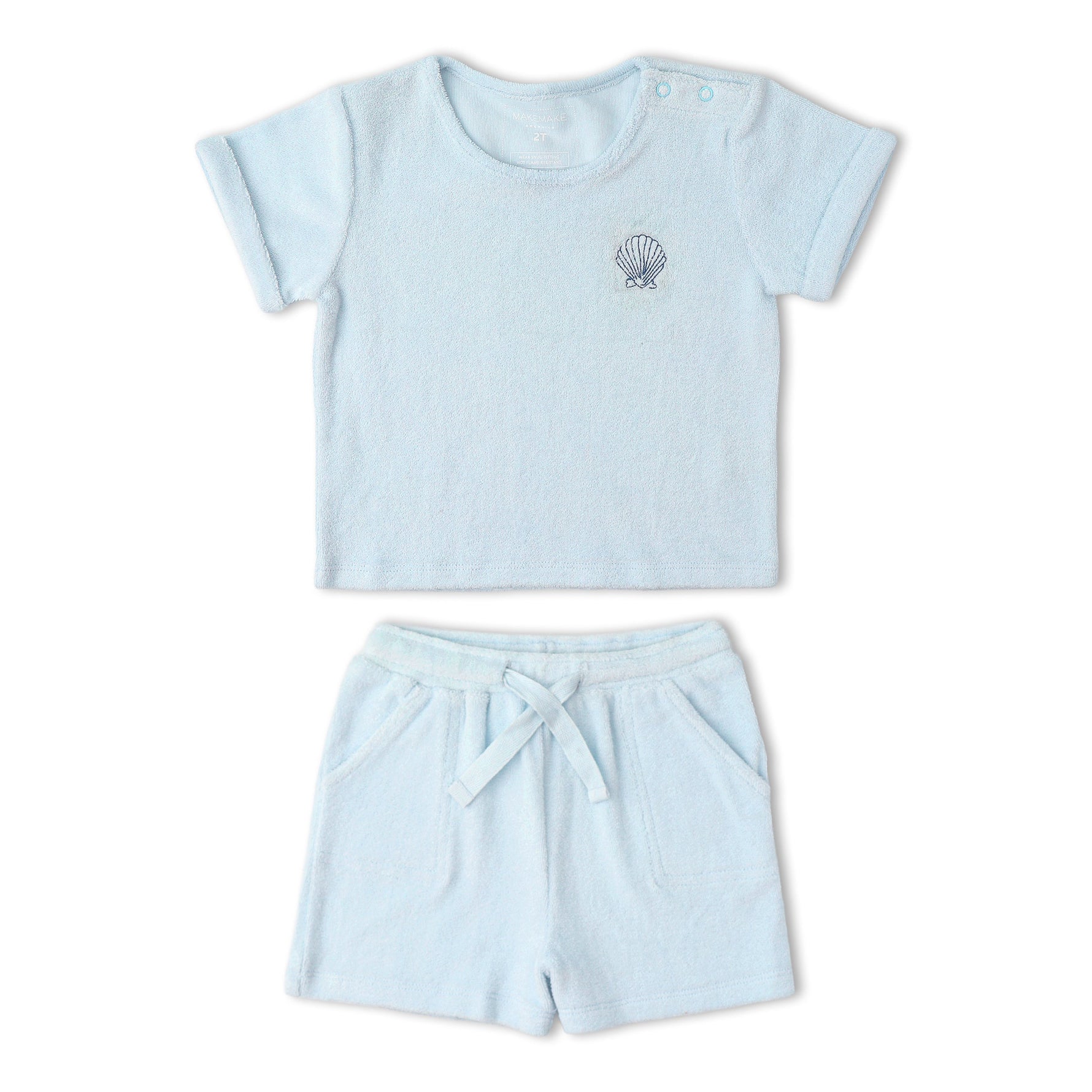 Makemake Organics Organic Terry Tee & Shorts Set - Light Blue