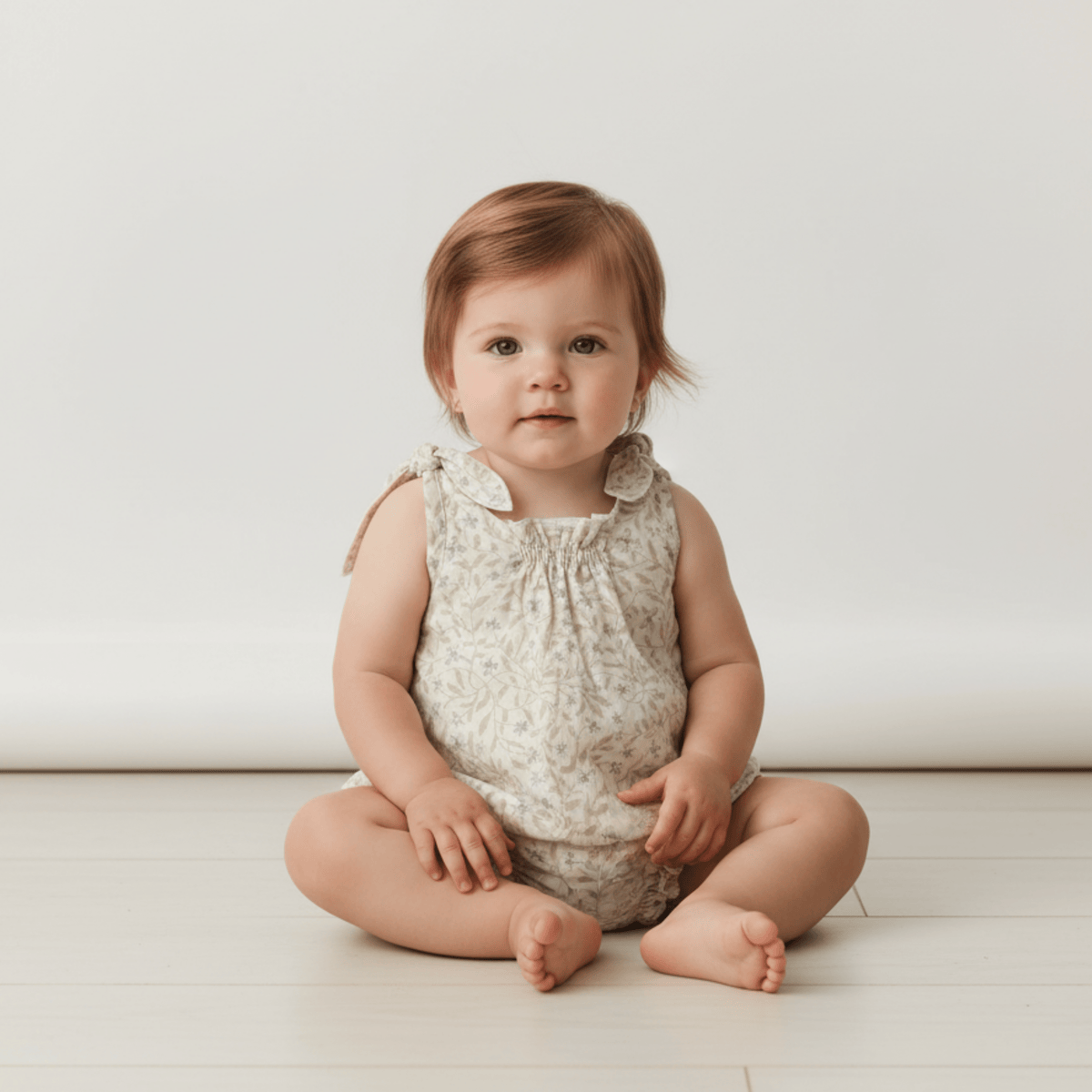 Makemake Organics Organic Tie Shoulder Bubble Romper - Bluebelle