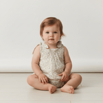 Makemake Organics Organic Tie Shoulder Bubble Romper - Bluebelle