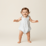 Makemake Organics Organic Tie Shoulder Bubble Romper - Ivy Floral