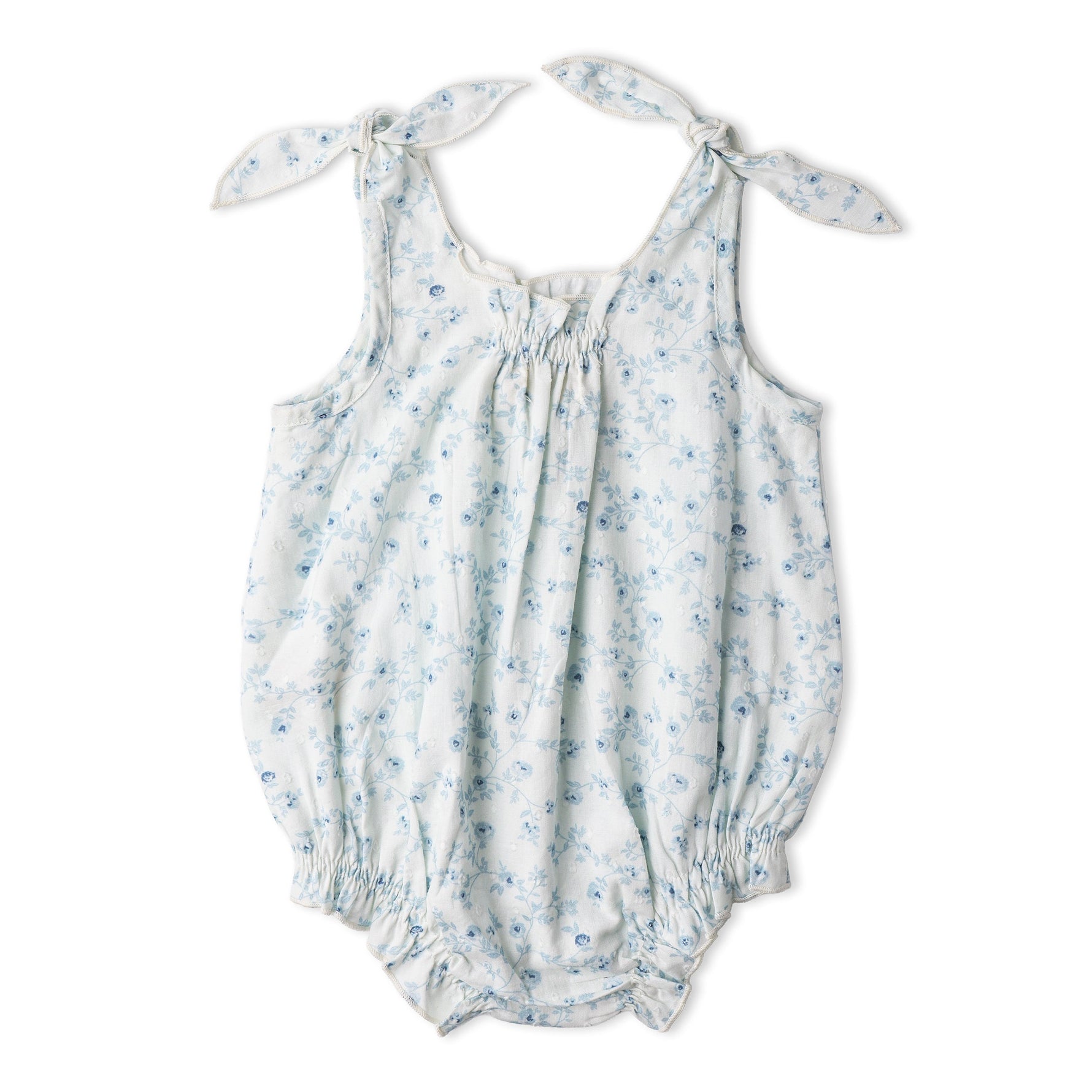 Makemake Organics Organic Tie Shoulder Bubble Romper - Ivy Floral