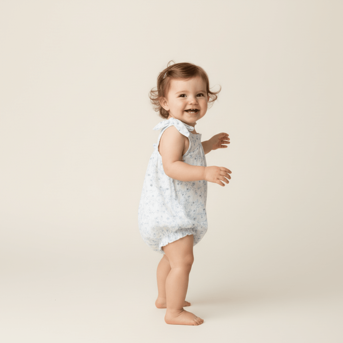 Makemake Organics Organic Tie Shoulder Bubble Romper - Ivy Floral