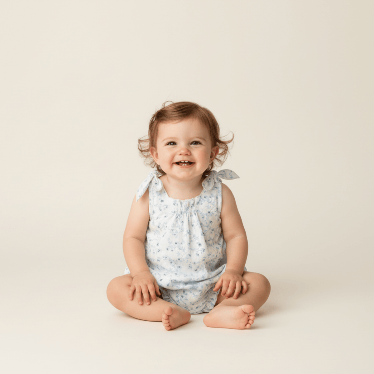 Organic Tie Shoulder Bubble Romper - Ivy Floral - Baby & Toddler Clothing, Head, Skin, Dress, Child | Everetts Place