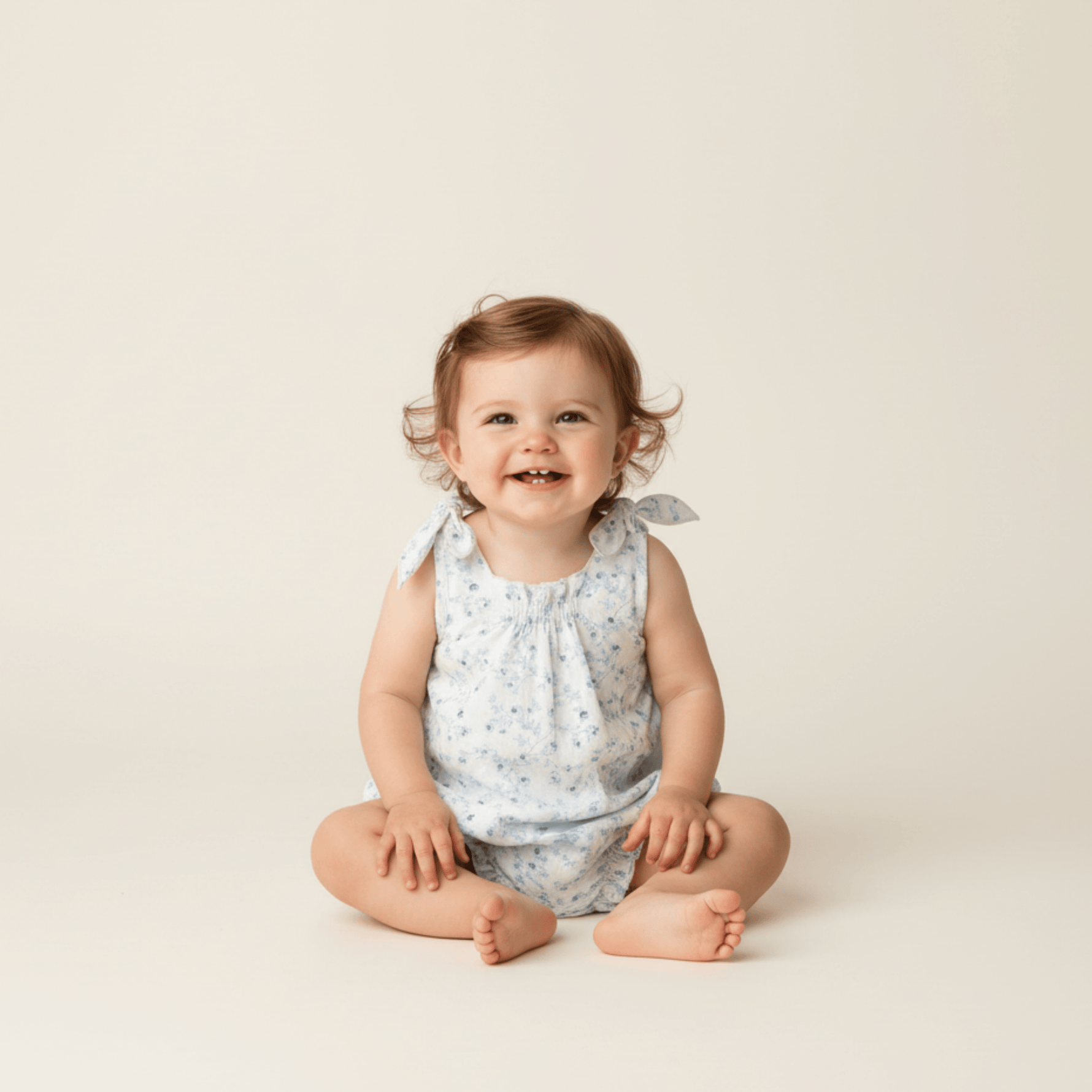 Organic Tie Shoulder Bubble Romper - Ivy Floral - Baby & Toddler Clothing, Head, Skin, Dress, Child | Everetts Place