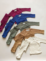 LUCY LUE ORGANICS Organic Waffle Kimono Top & Footed Pant Set | Berry - Everetts Place Boutique - 