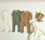 LUCY LUE ORGANICS Organic Waffle Kimono Top & Footed Pant Set | Camel - 
