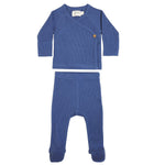 LUCY LUE ORGANICS Organic Waffle Kimono Top & Footed Pant Set | Slate - Everetts Place Boutique - 