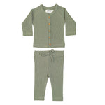 LUCY LUE ORGANICS organic waffle newborn top and pants | baby outfit set