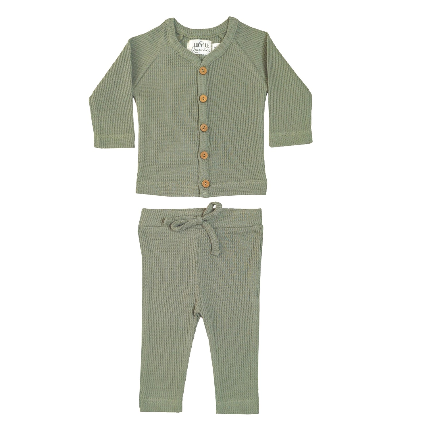 LUCY LUE ORGANICS organic waffle newborn top and pants | baby outfit set
