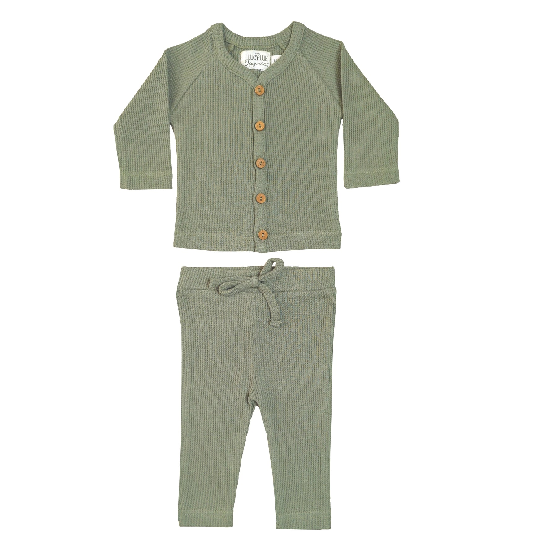 LUCY LUE ORGANICS organic waffle newborn top and pants | baby outfit set