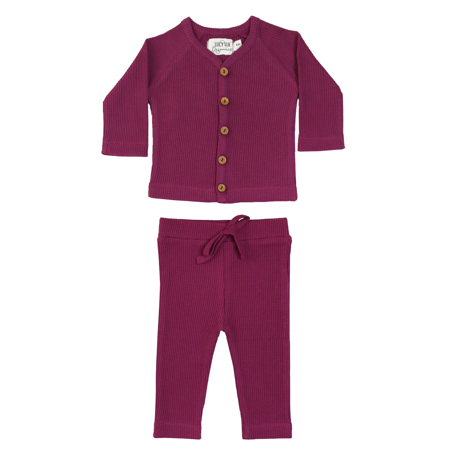 LUCY LUE ORGANICS organic waffle newborn top and pants | baby outfit set
