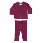 LUCY LUE ORGANICS Organic Waffle Newborn Top & Pant Set | Berry - Everetts Place Boutique - 