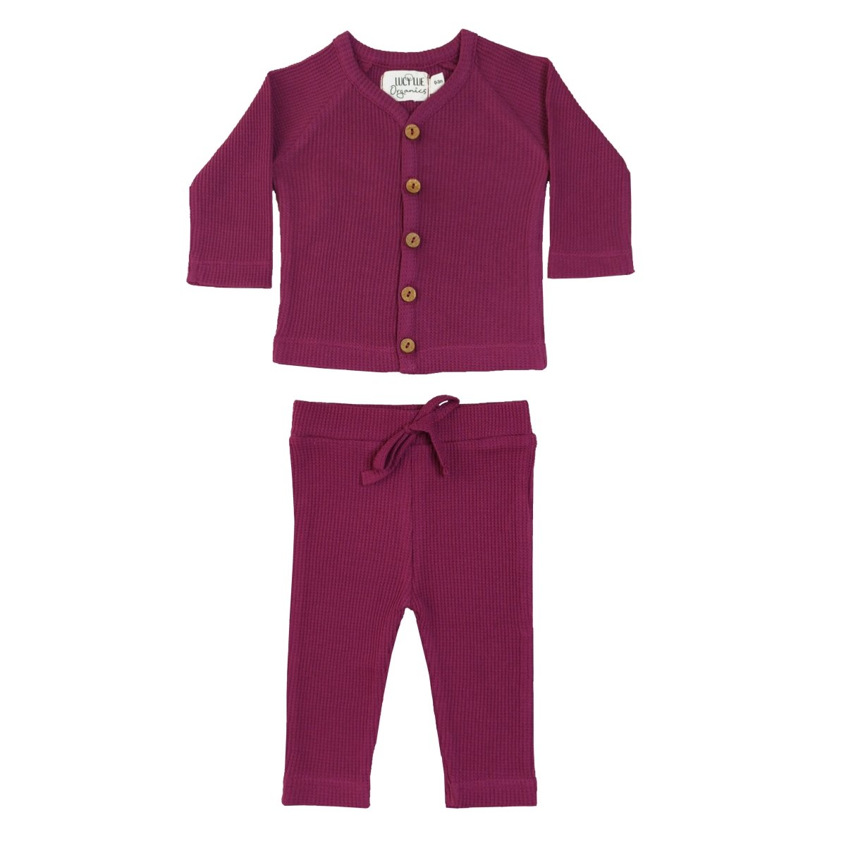 LUCY LUE ORGANICS Organic Waffle Newborn Top & Pant Set | Berry - Everetts Place Boutique - 