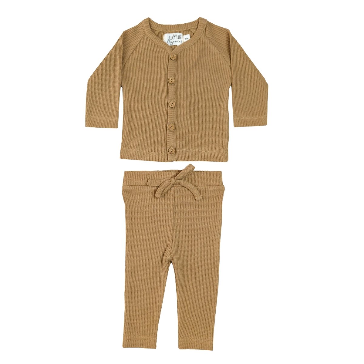 LUCY LUE ORGANICS Organic Waffle Newborn Top & Pant Set | Camel - Everetts Place Boutique - 