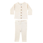 LUCY LUE ORGANICS Organic Waffle Newborn Top & Pant Set | Milk - Everetts Place Boutique - 