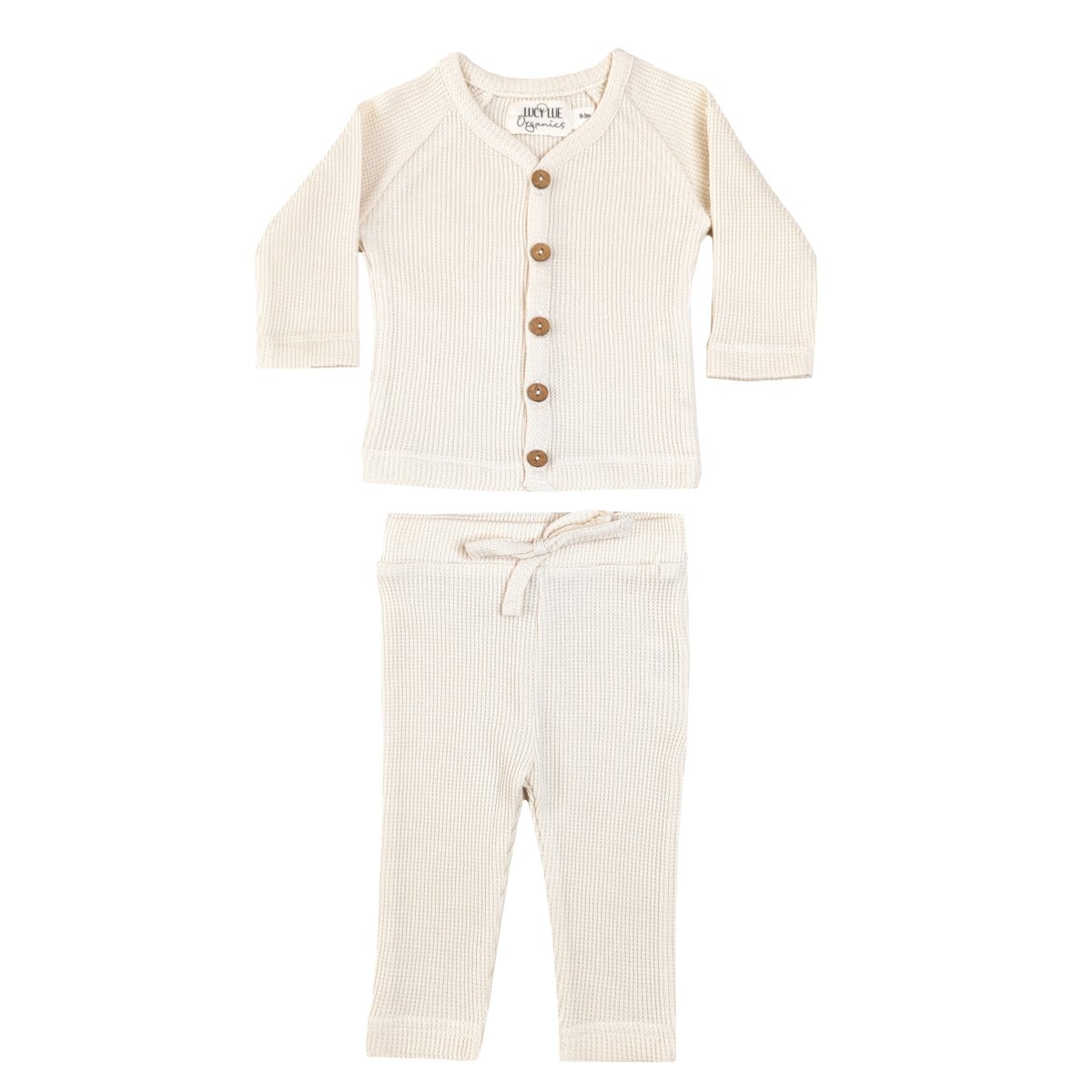LUCY LUE ORGANICS Organic Waffle Newborn Top & Pant Set | Milk - Everetts Place Boutique - 