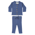 LUCY LUE ORGANICS Organic Waffle Newborn Top & Pant Set | Slate - Everetts Place Boutique - 