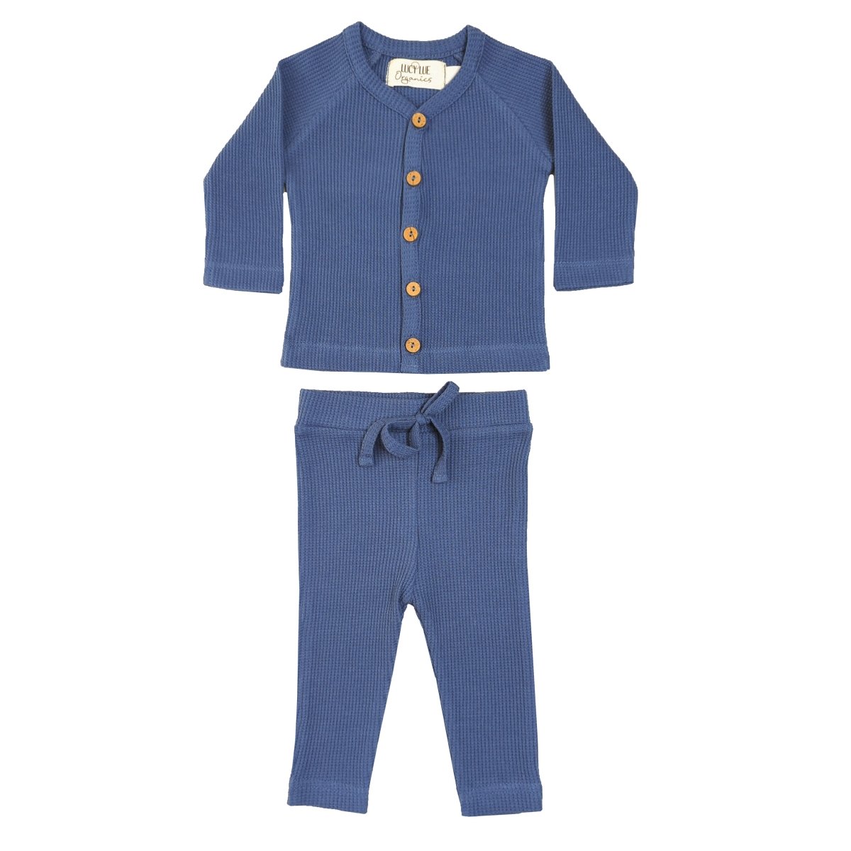 LUCY LUE ORGANICS Organic Waffle Newborn Top & Pant Set | Slate - Everetts Place Boutique - 