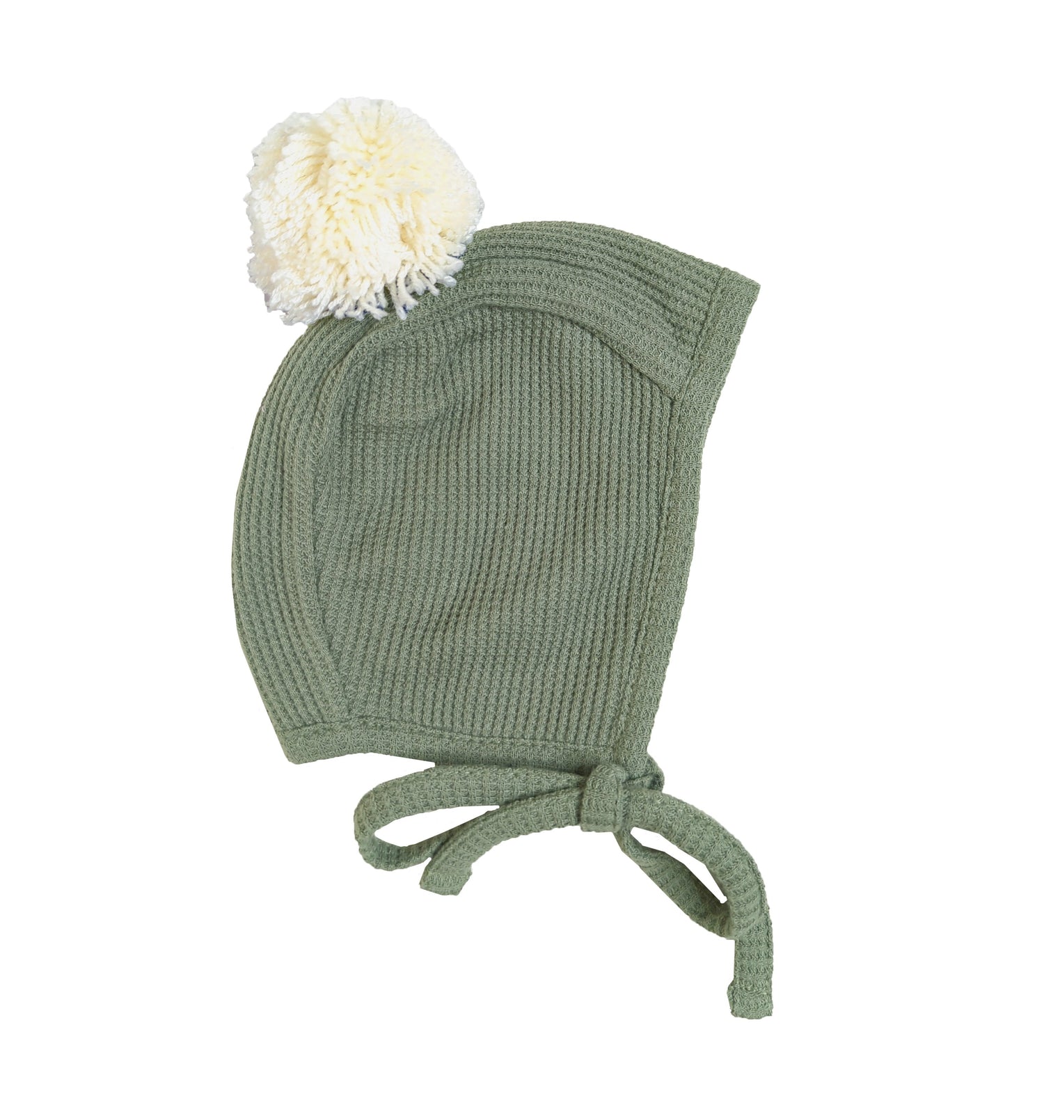 LUCY LUE ORGANICS organic waffle pom baby bonnet | newborn hat