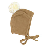LUCY LUE ORGANICS organic waffle pom baby bonnet | newborn hat