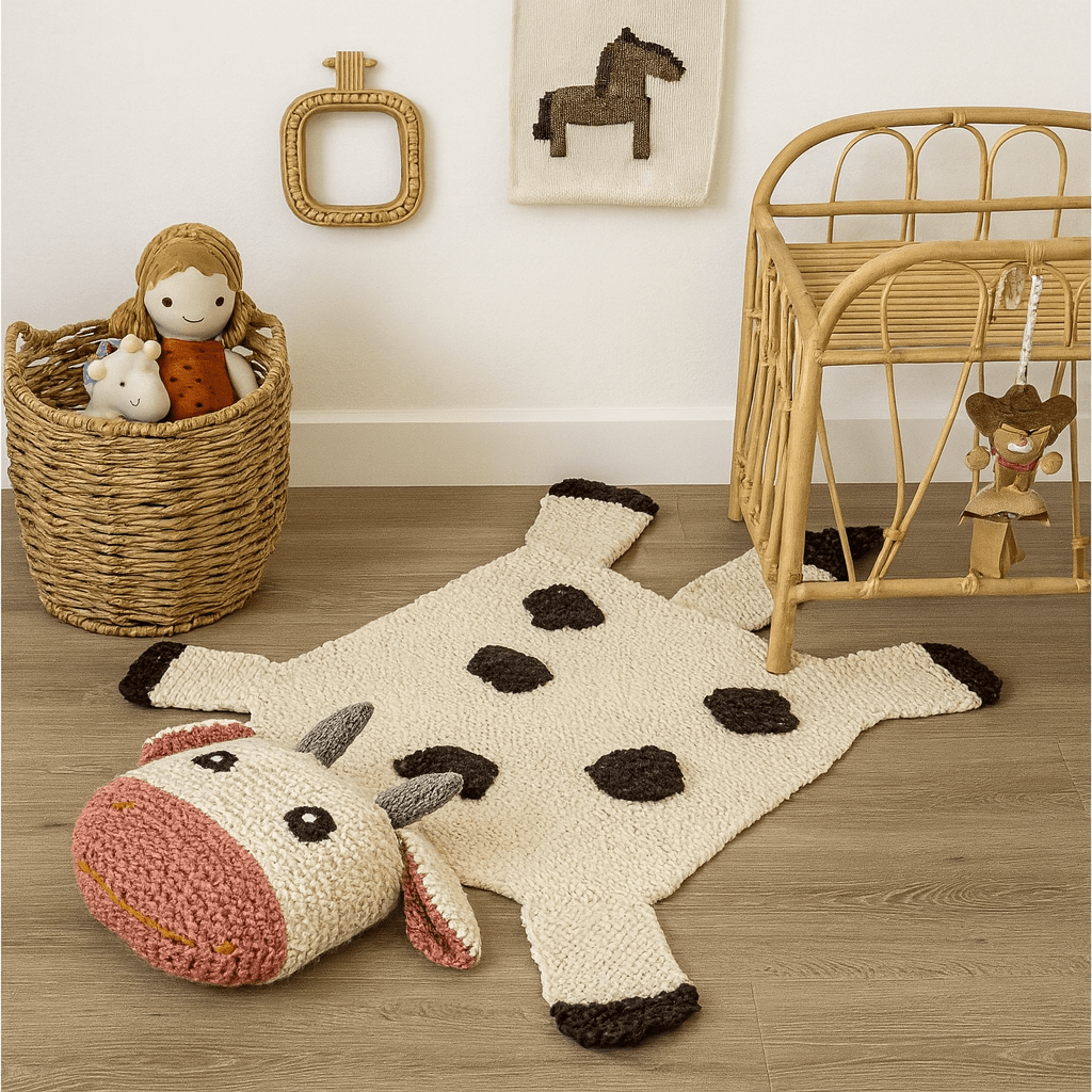 Finn + Emma Organic Wool Play Mat + Nursery Rug | Cow - 