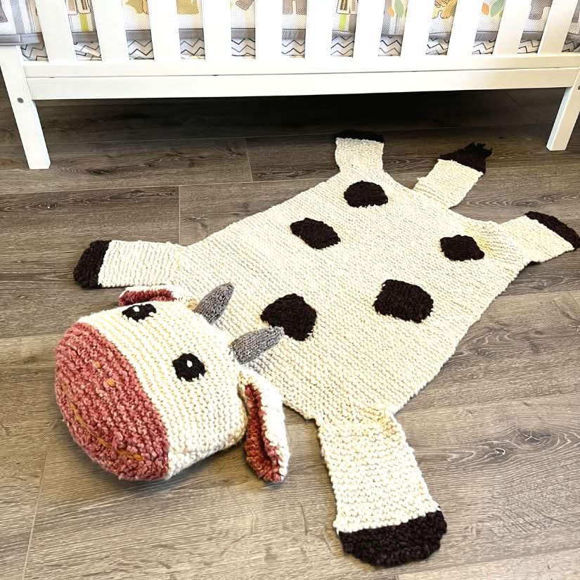 Finn + Emma Organic Wool Play Mat + Nursery Rug | Cow - 