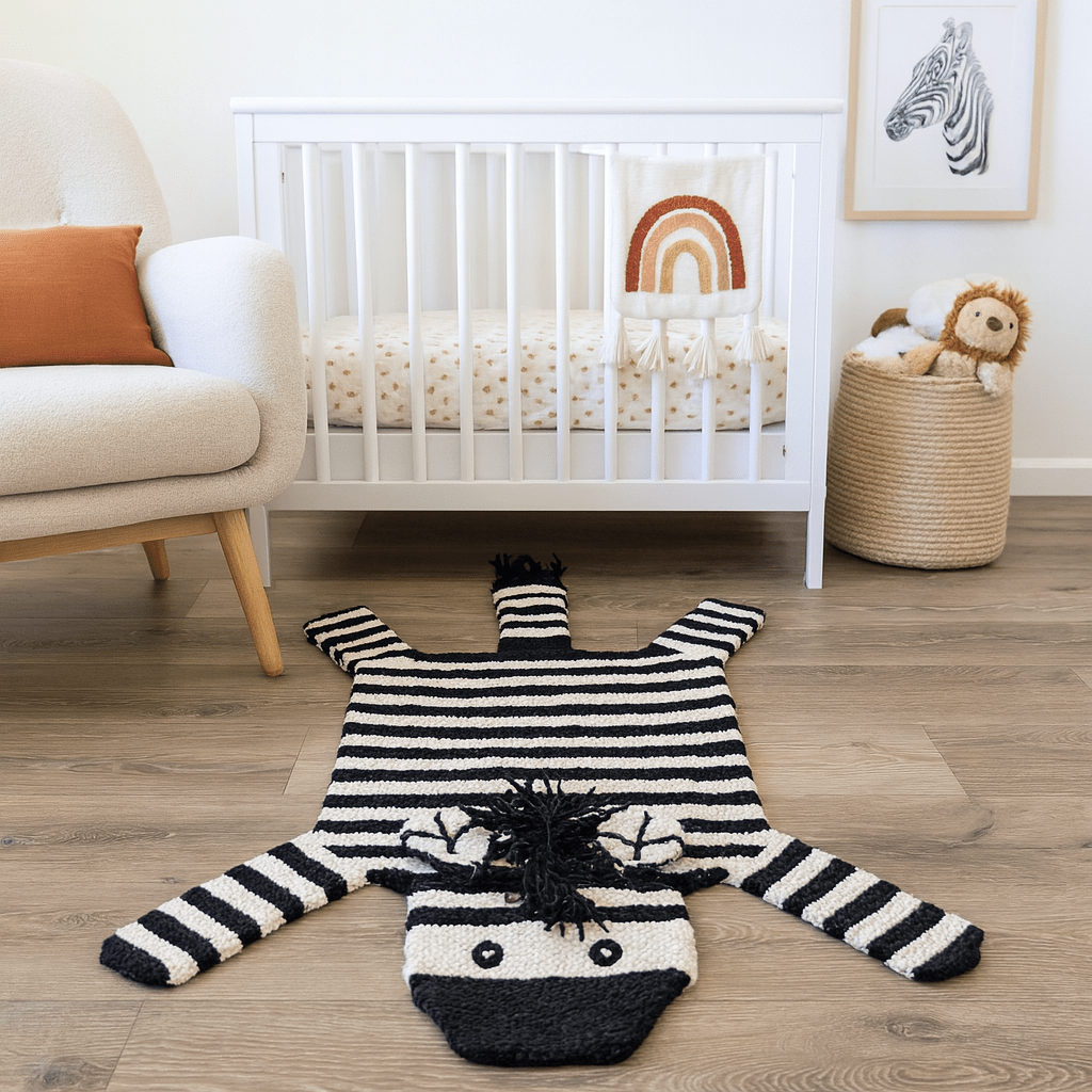 Finn + Emma Organic Wool Play Mat + Nursery Rug | Zebra - 
