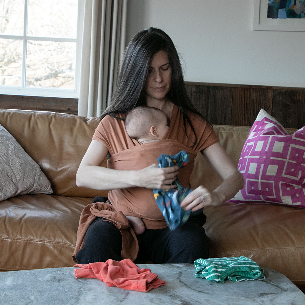 Modern Nursery™ organic cotton baby wrap, soft infant carrier.
