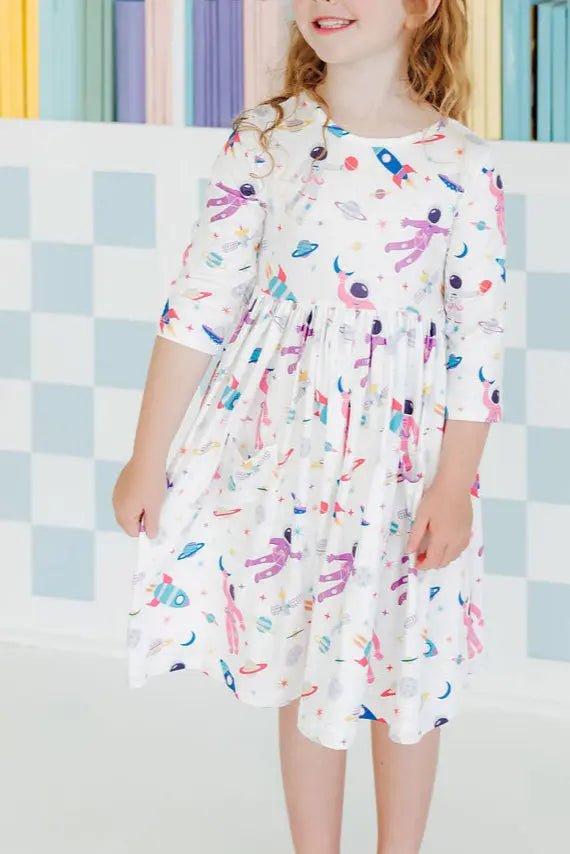 Mila & Rose ® Out of this World 3/4 Sleeve Pocket Twirl Dress - 