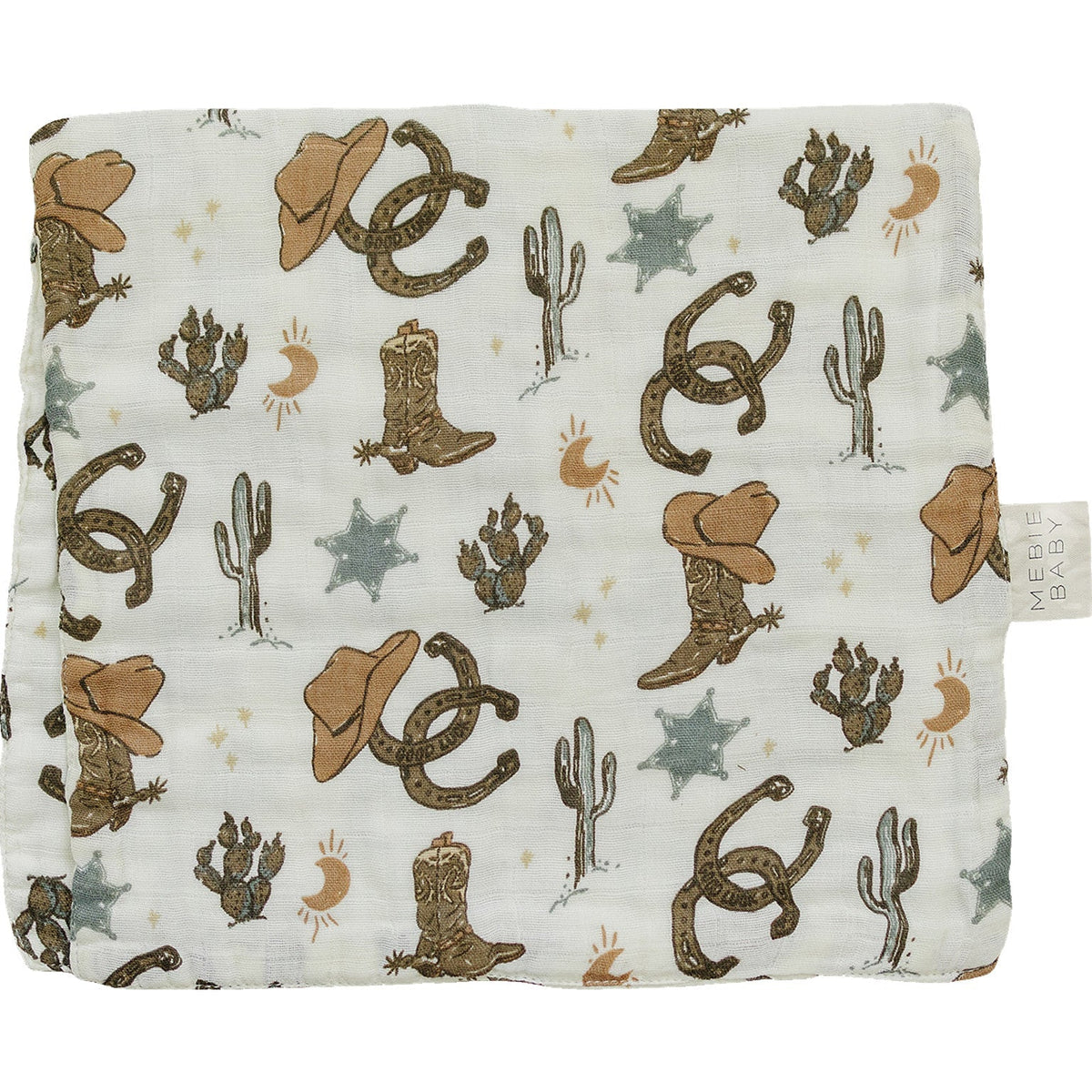 Mebie Baby Outlaw Cowboy Muslin Burp Cloth - 