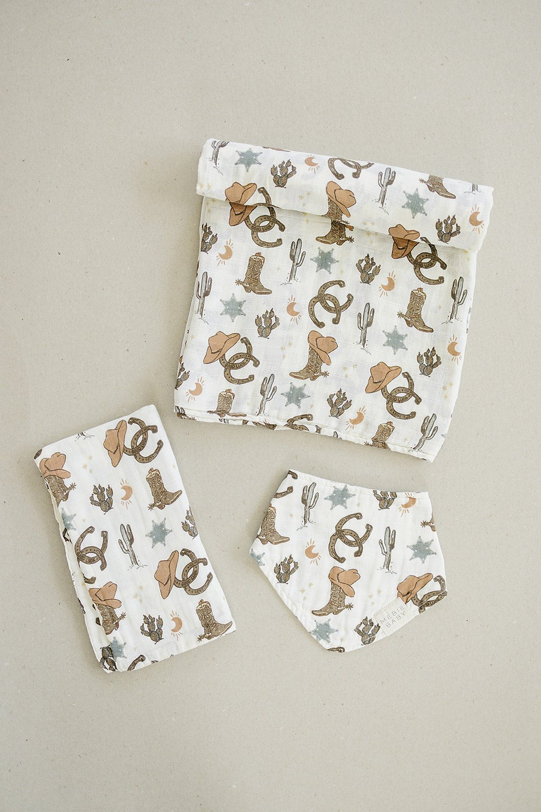 Mebie Baby Outlaw Cowboy Muslin Burp Cloth - 