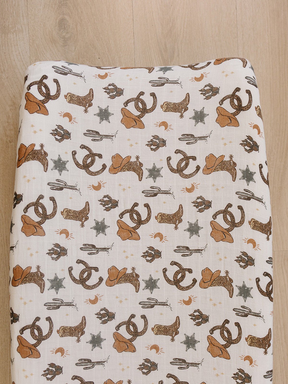Mebie Baby Outlaw Cowboy Muslin Changing Pad Cover - 