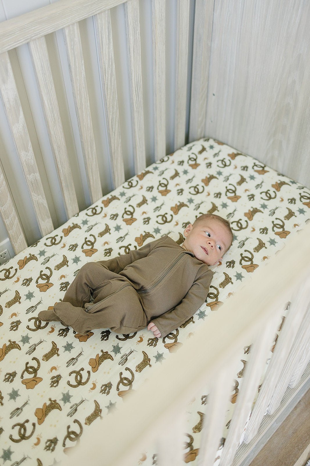 Mebie Baby Outlaw Cowboy Muslin Crib Sheet - 