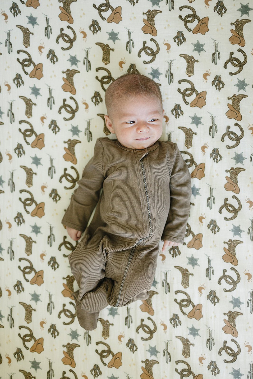 Mebie Baby Outlaw Cowboy Muslin Crib Sheet - 