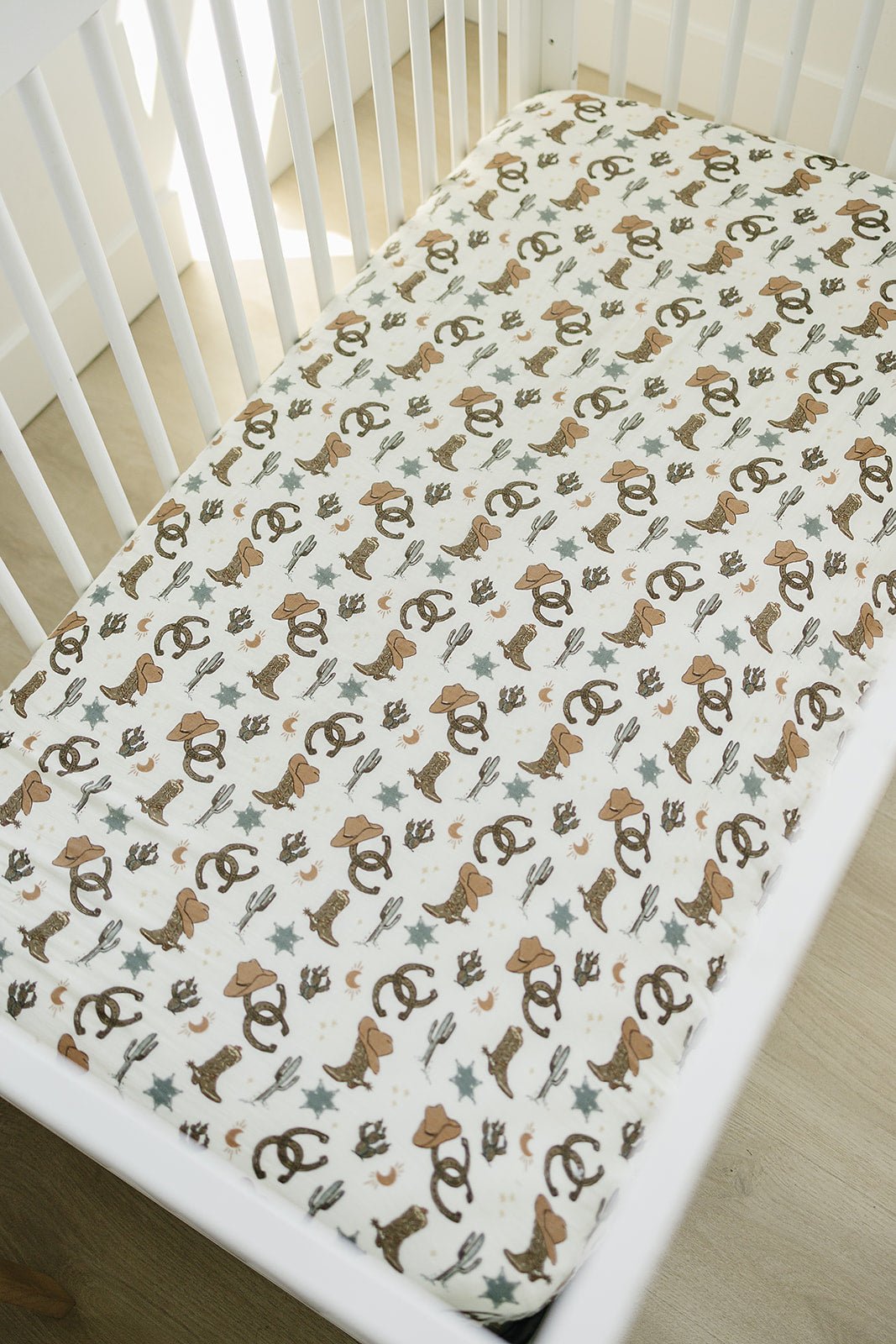 Mebie Baby Outlaw Cowboy Muslin Crib Sheet - 