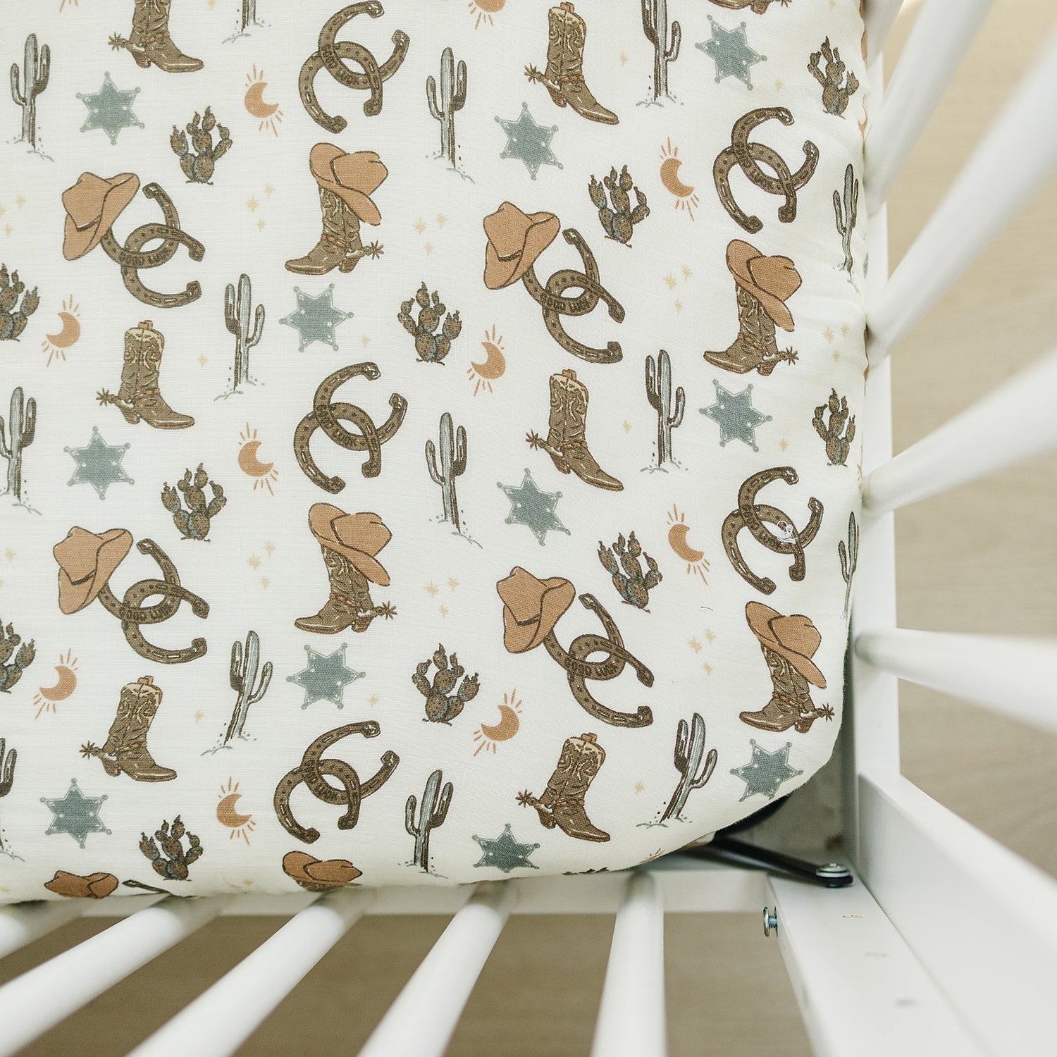 Mebie Baby Outlaw Cowboy Muslin Crib Sheet - 