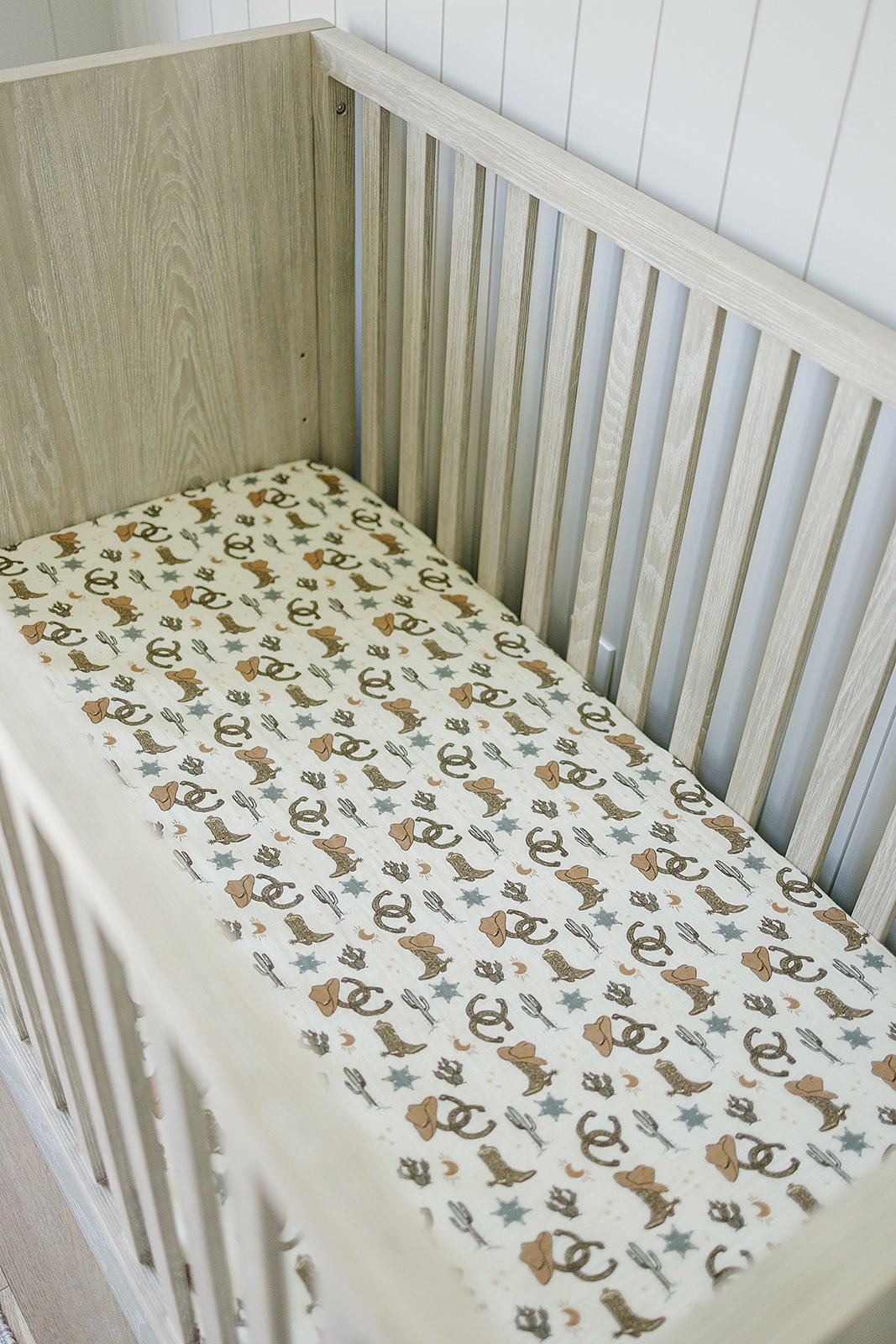 Mebie Baby Outlaw Cowboy Muslin Crib Sheet - 