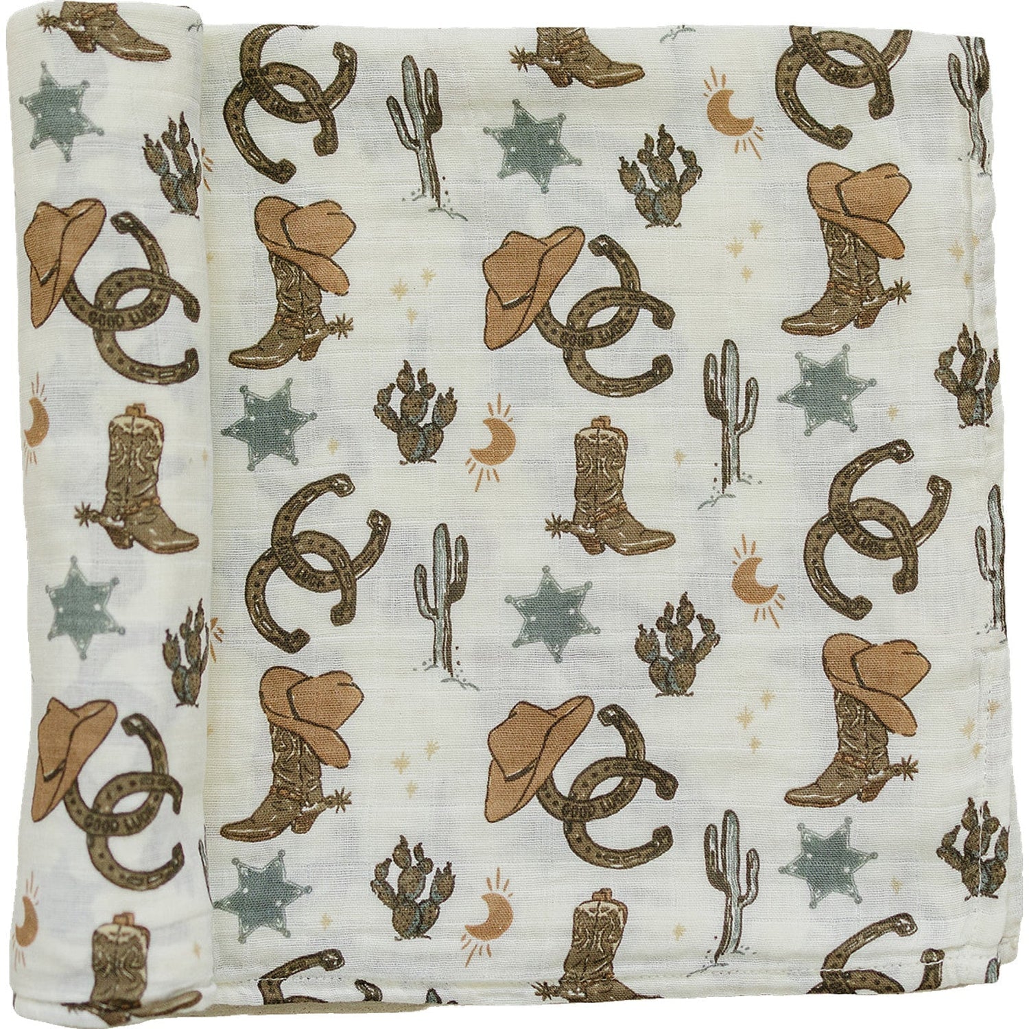 Mebie Baby Outlaw Cowboy Muslin Swaddle Blanket - 