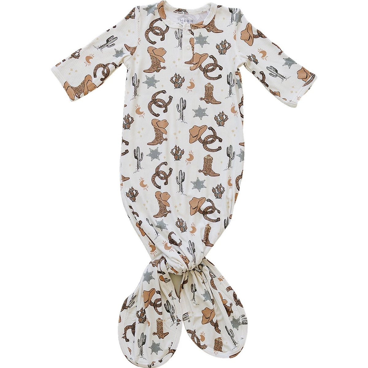 Mebie Baby Outlaw Cowboy Ribbed Bamboo Knot Gown - 