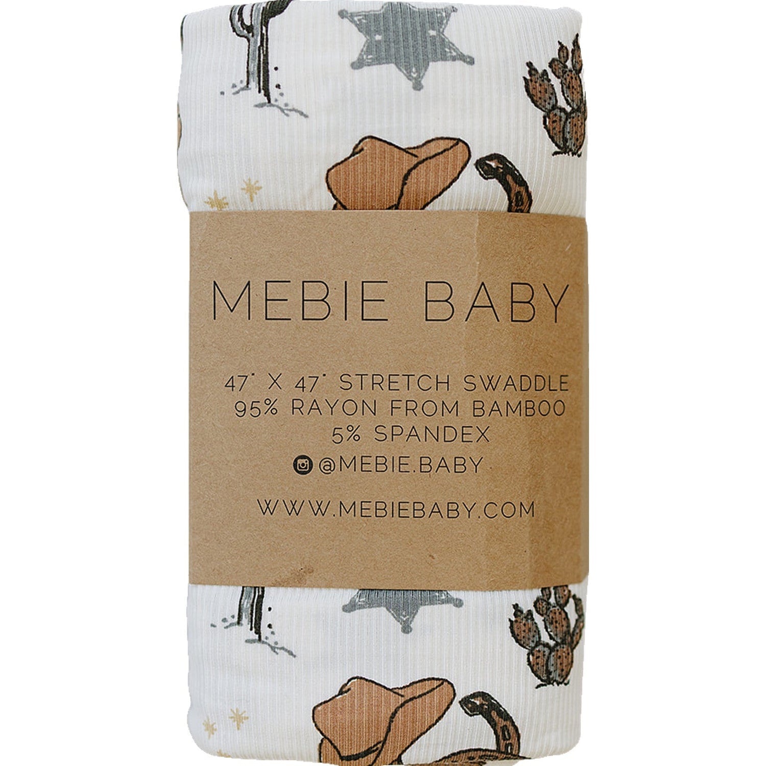 Mebie Baby Outlaw Cowboy Ribbed Bamboo Stretch Swaddle Mebie Baby Neutral Colors - 